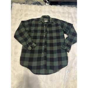 Field And Stream Grunge  Heavy Flannel Cotton Green Buffalo Plaid Shirt Jack XL